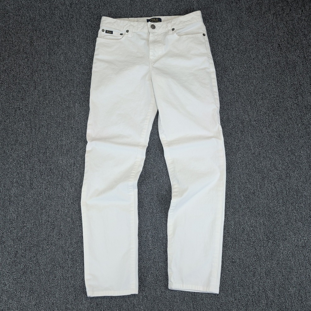 Polo‎ Ralph Lauren Womens Jeans 14 White Cotton Stretch Slim Straight Mid Rise